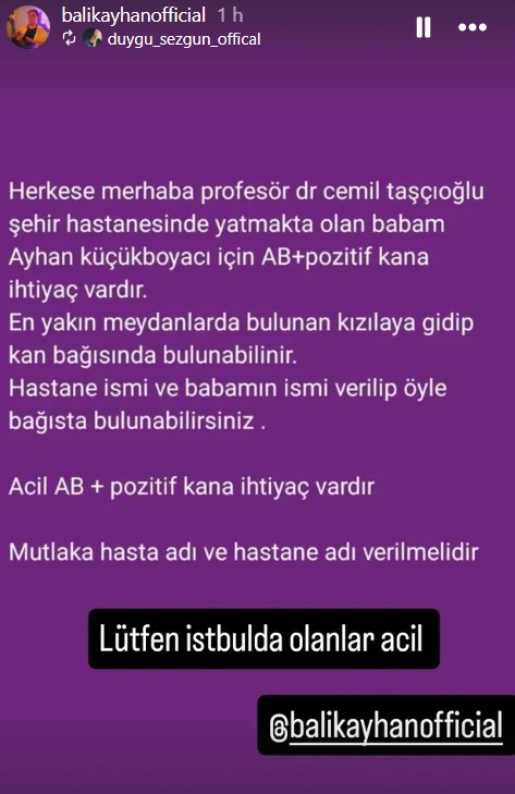 "AB Rh Pozitif kana ihtiyacımız var"