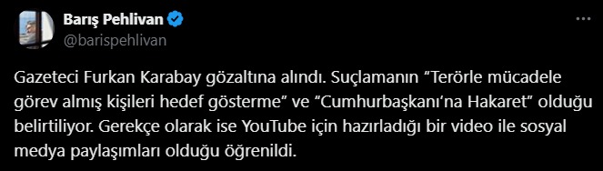 Gözaltının nedenleri YouTube videosu ve sosyal medya paylaşımları