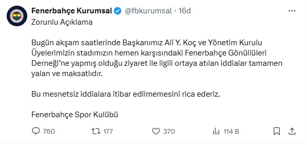 Fenerbahçe'den yalanlama