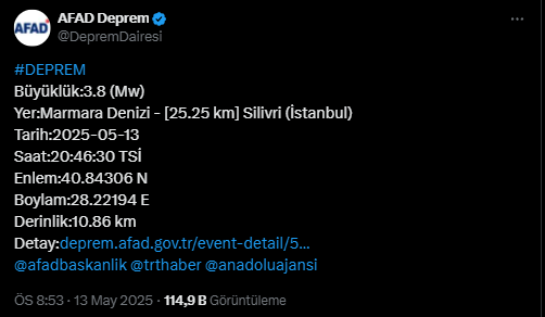 İstanbul Silivri Deprem