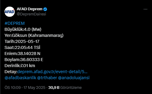Kahramanmaraş Göksun Deprem