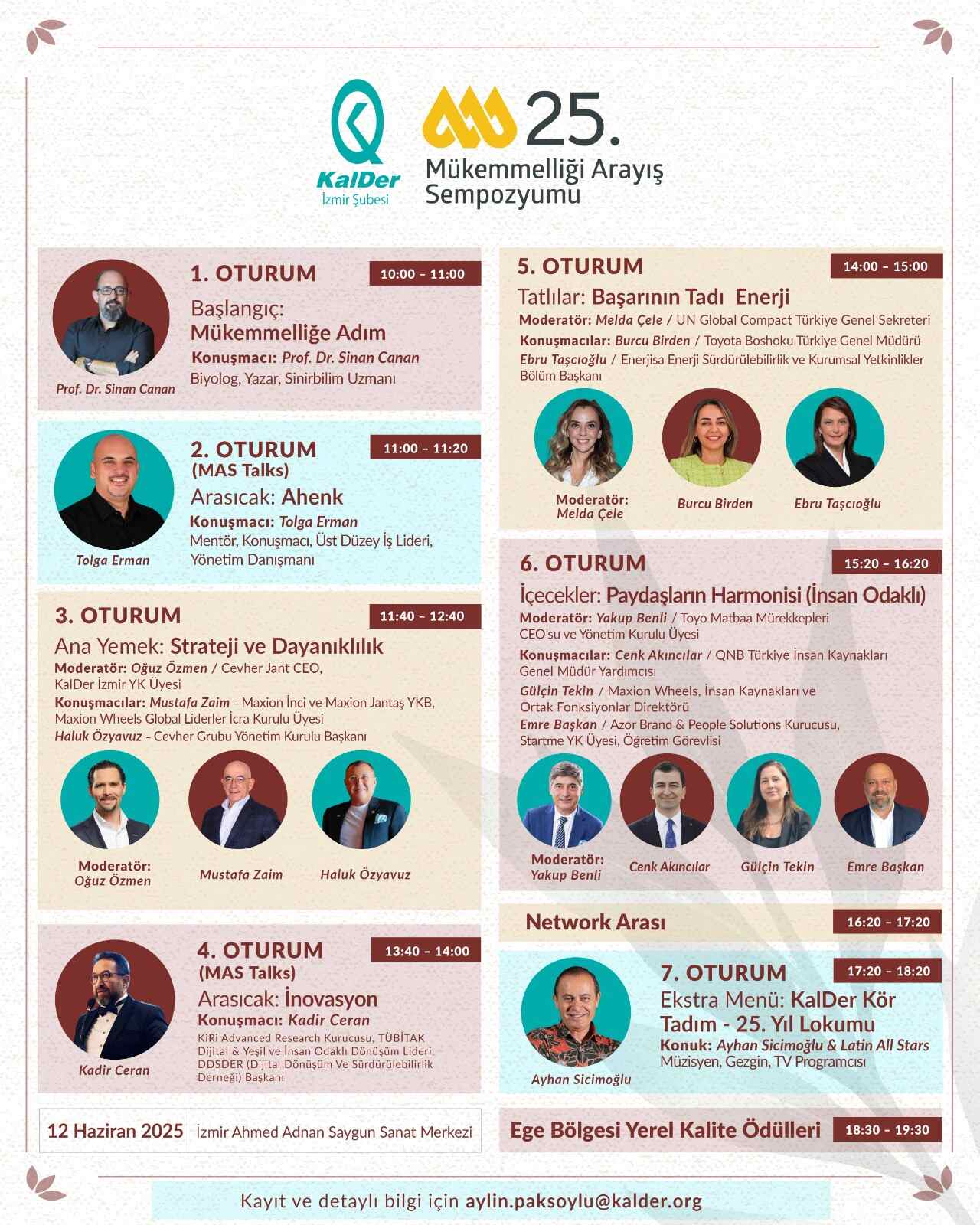 KalDer 25. Mükemmelliği Arayış Sempozyumu programı