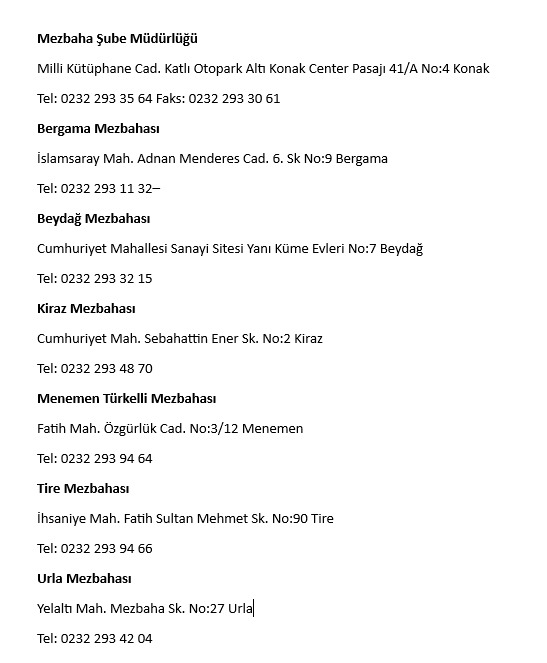 Detaylı bilgi ve iletişim için adresler paylaşıldı
