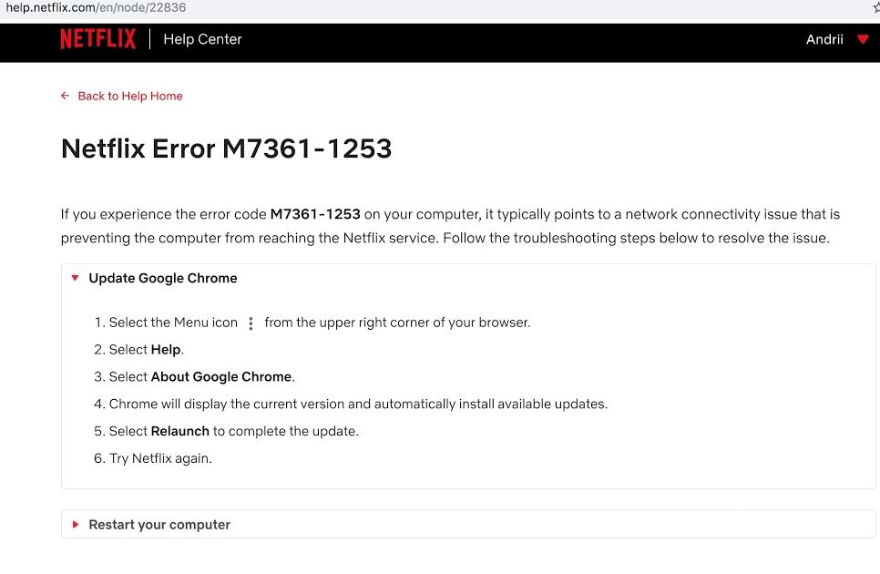 Netflix M73611253 Error