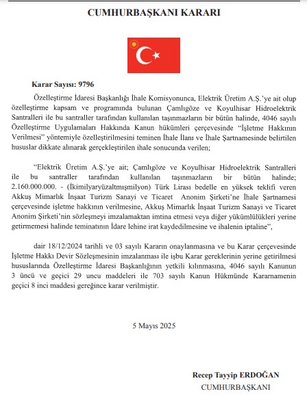 Cumhurbaşkanı kararı