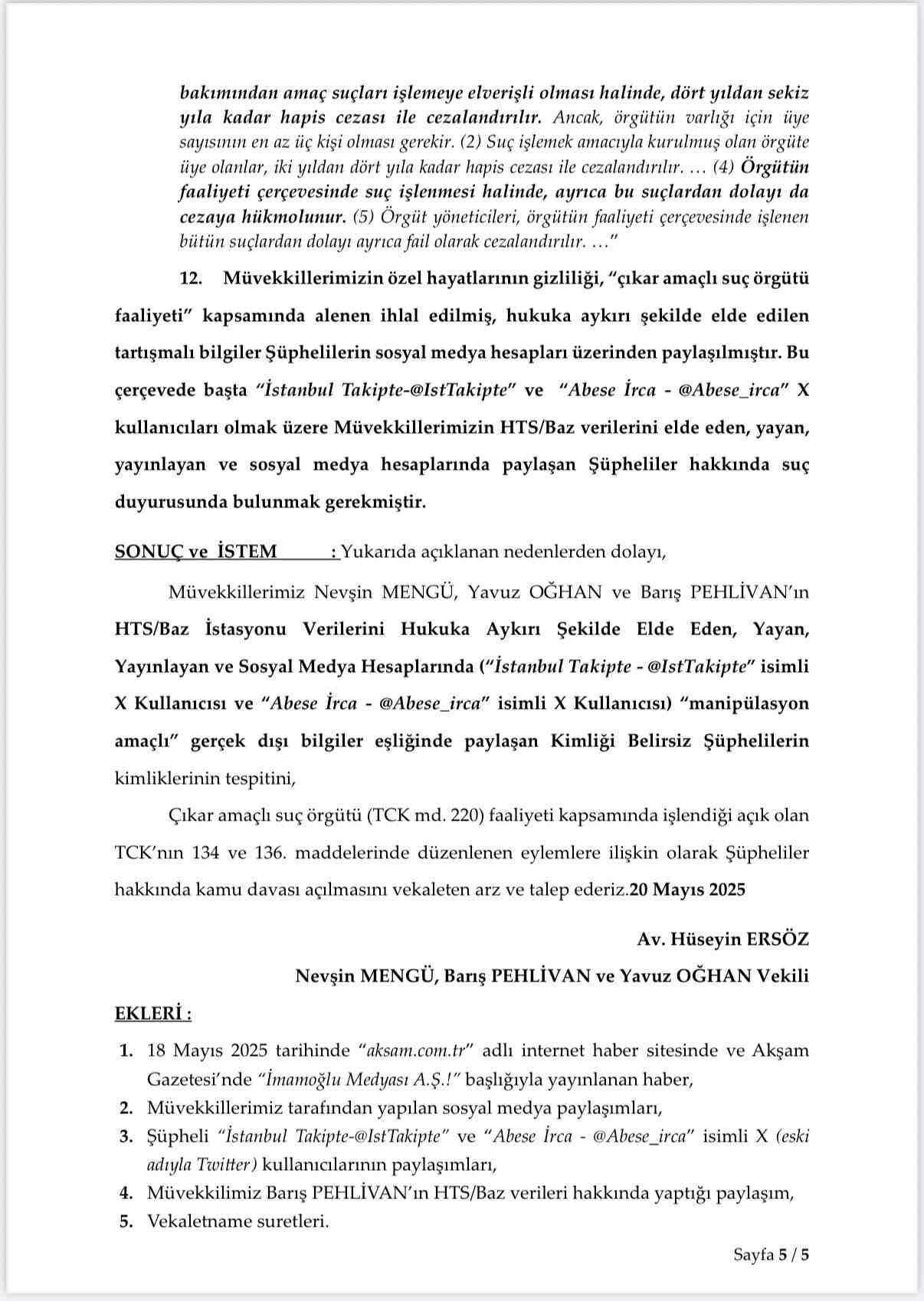 Savcılığa suç duyurusu