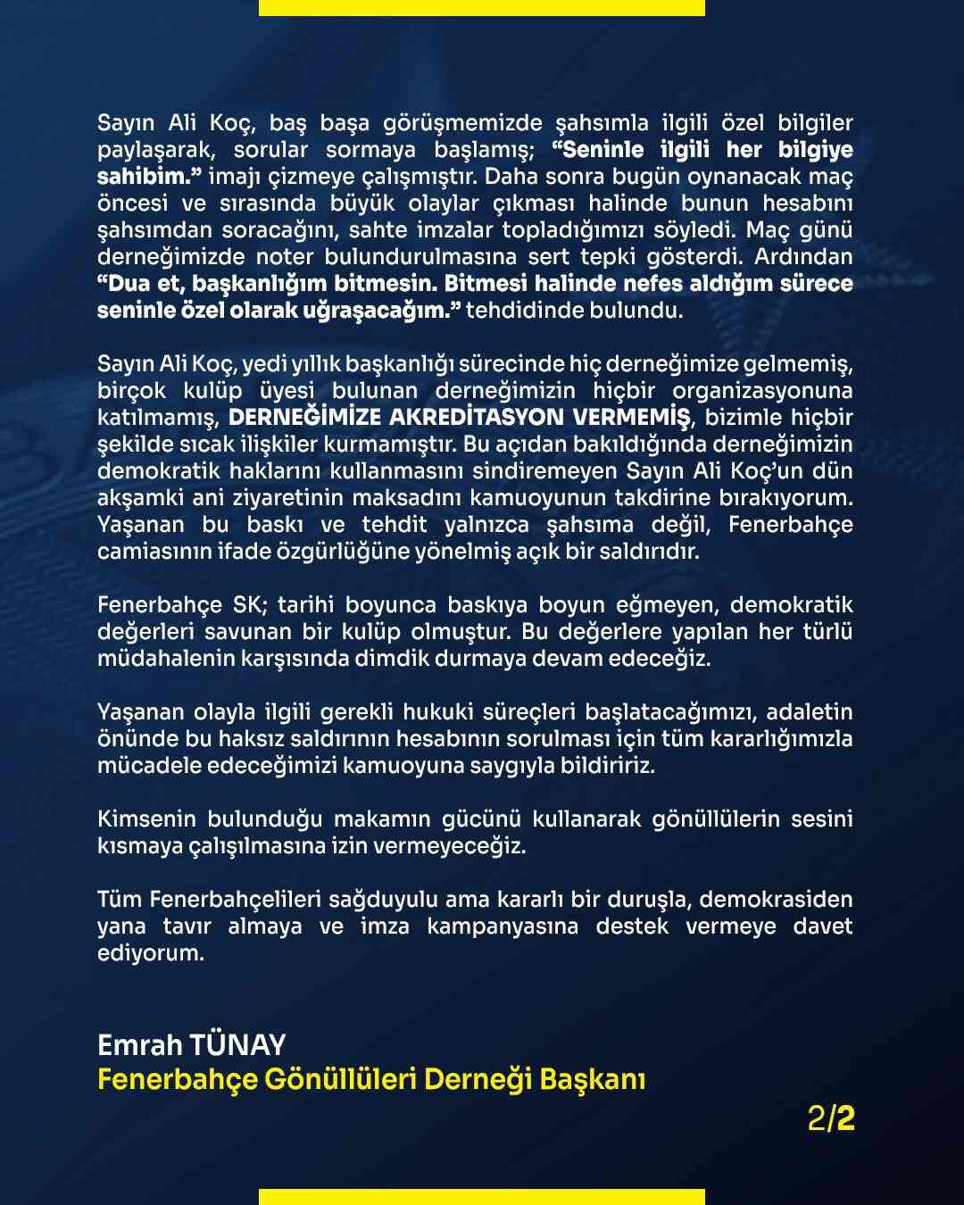 Emrah Tünay açıklama