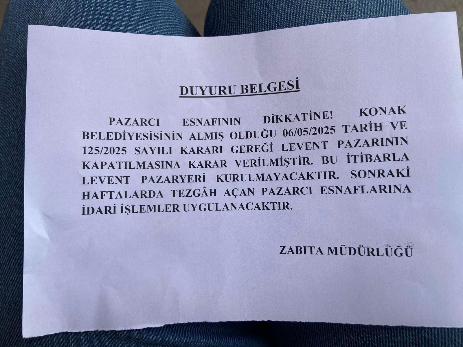 Levent pazaryeri tarih oldu: Bir A4 ile kapatıldı!