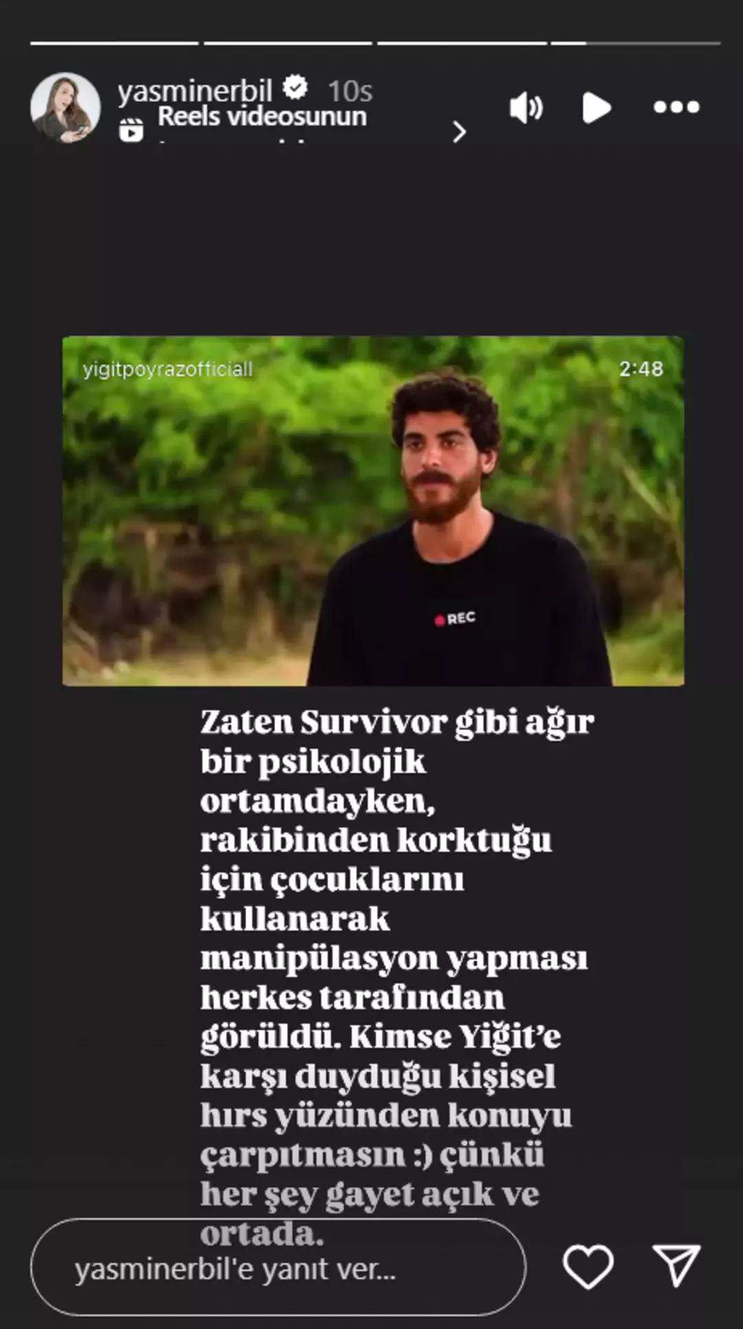 Yasmin Erbil’den destek paylaşımı