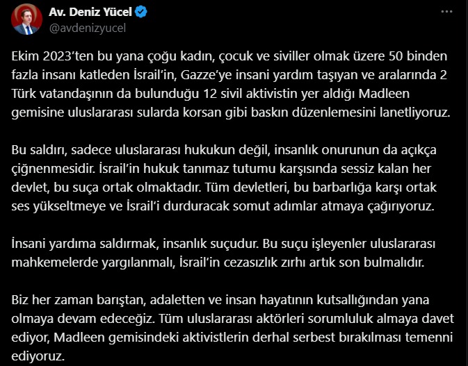 "Tüm devletler barbarlığa karşı ortak ses yükseltmeli"