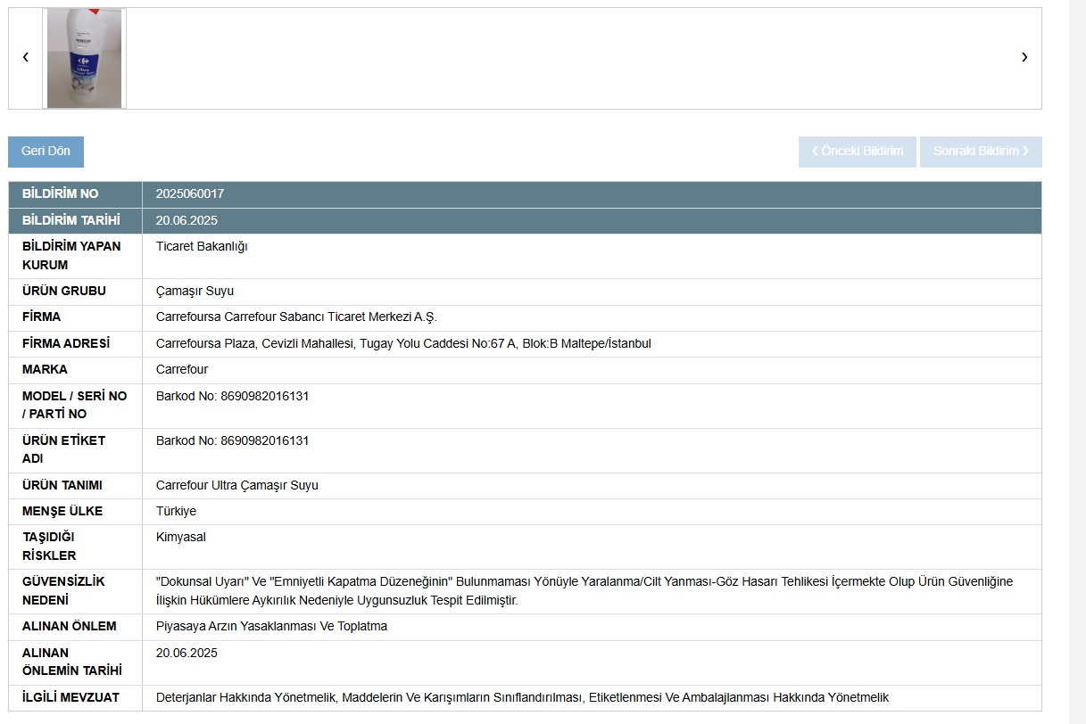 Güvensiz ürün listeleri düzenli olarak paylaşılıyor