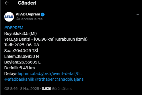 İzmir Karaburun Deprem