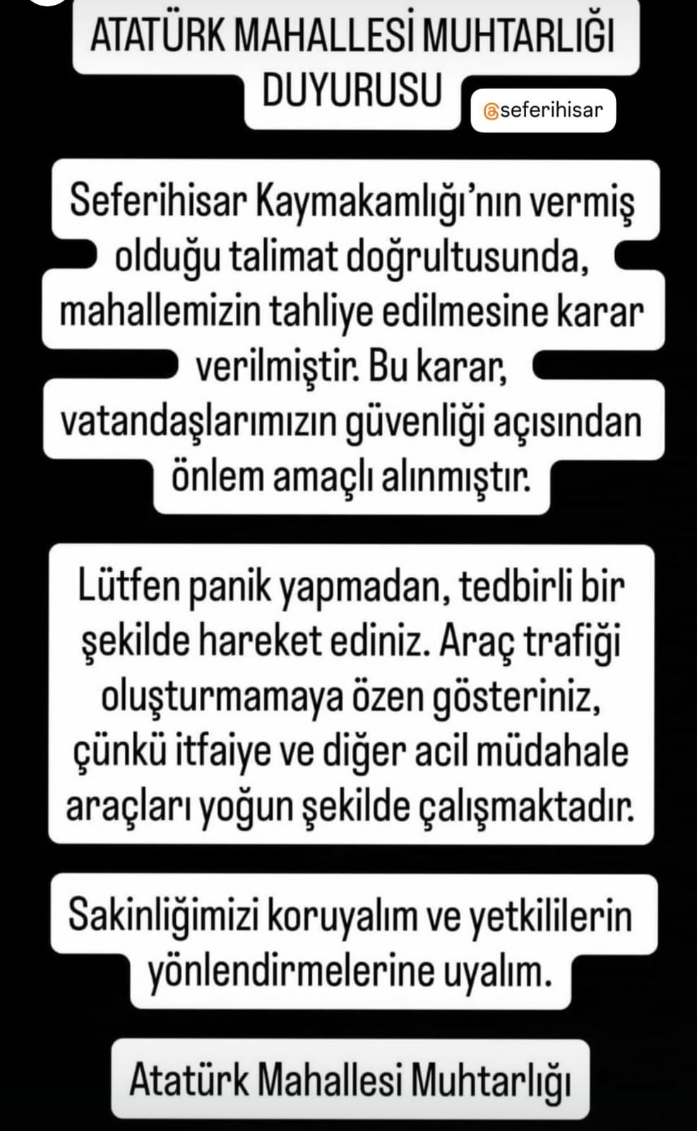Seferihisar Yangın Tahliye