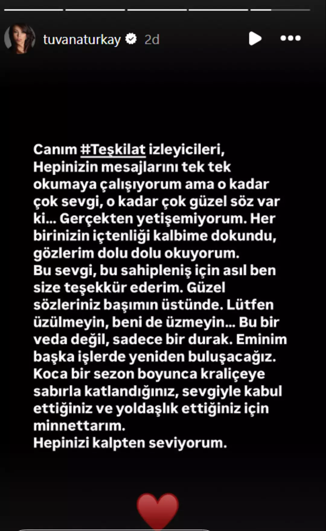 Tuvana Türkay veda paylaşımıyla duyurdu