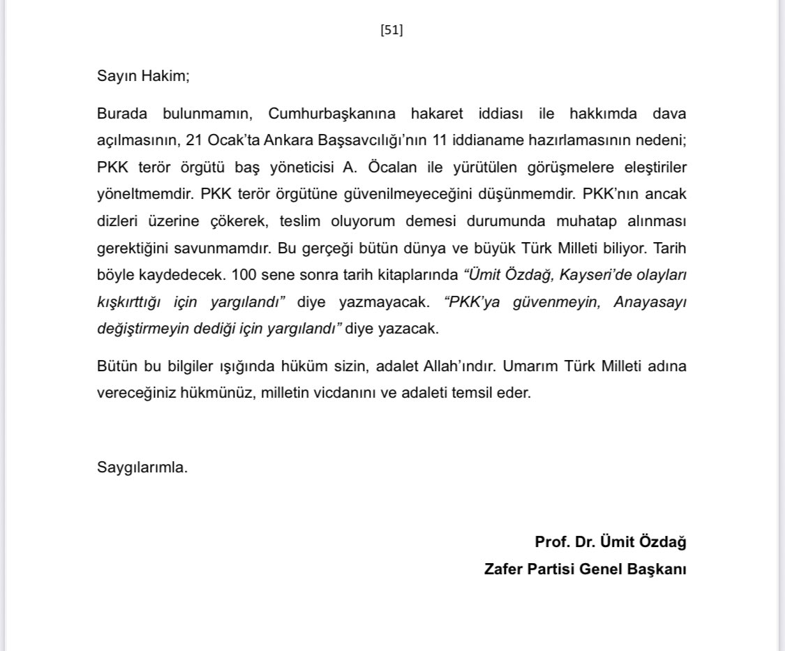 "Sayın Hakim;