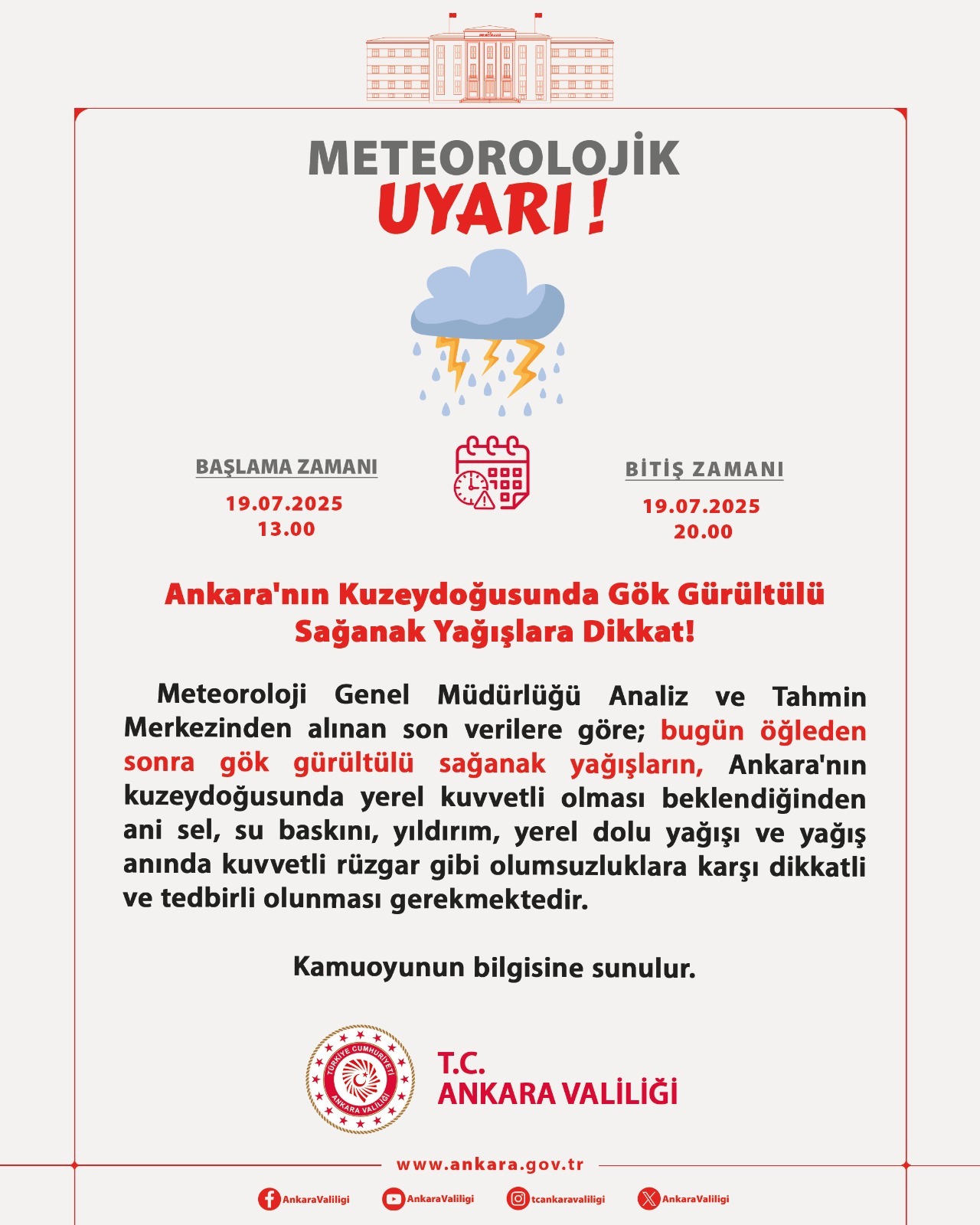 Başkentte dün yaşanan selin ardından yeni uyarı