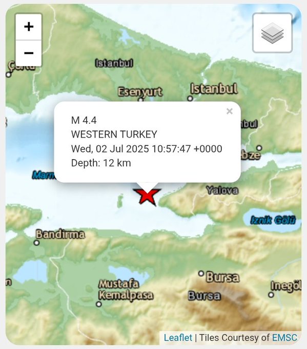 Gemlik'te 4.3 büyüklüğünde deprem