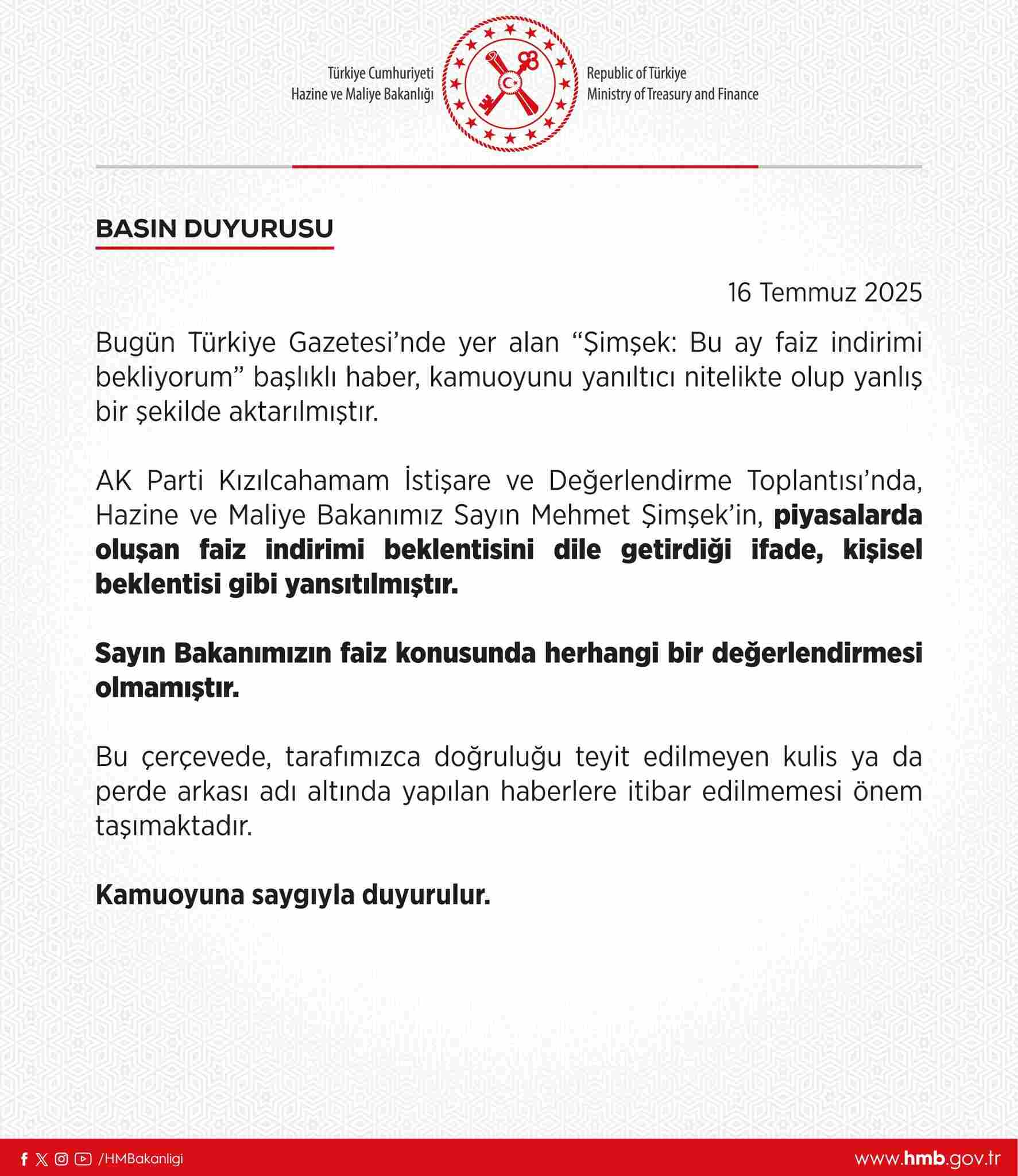 Bakanlık açıklama