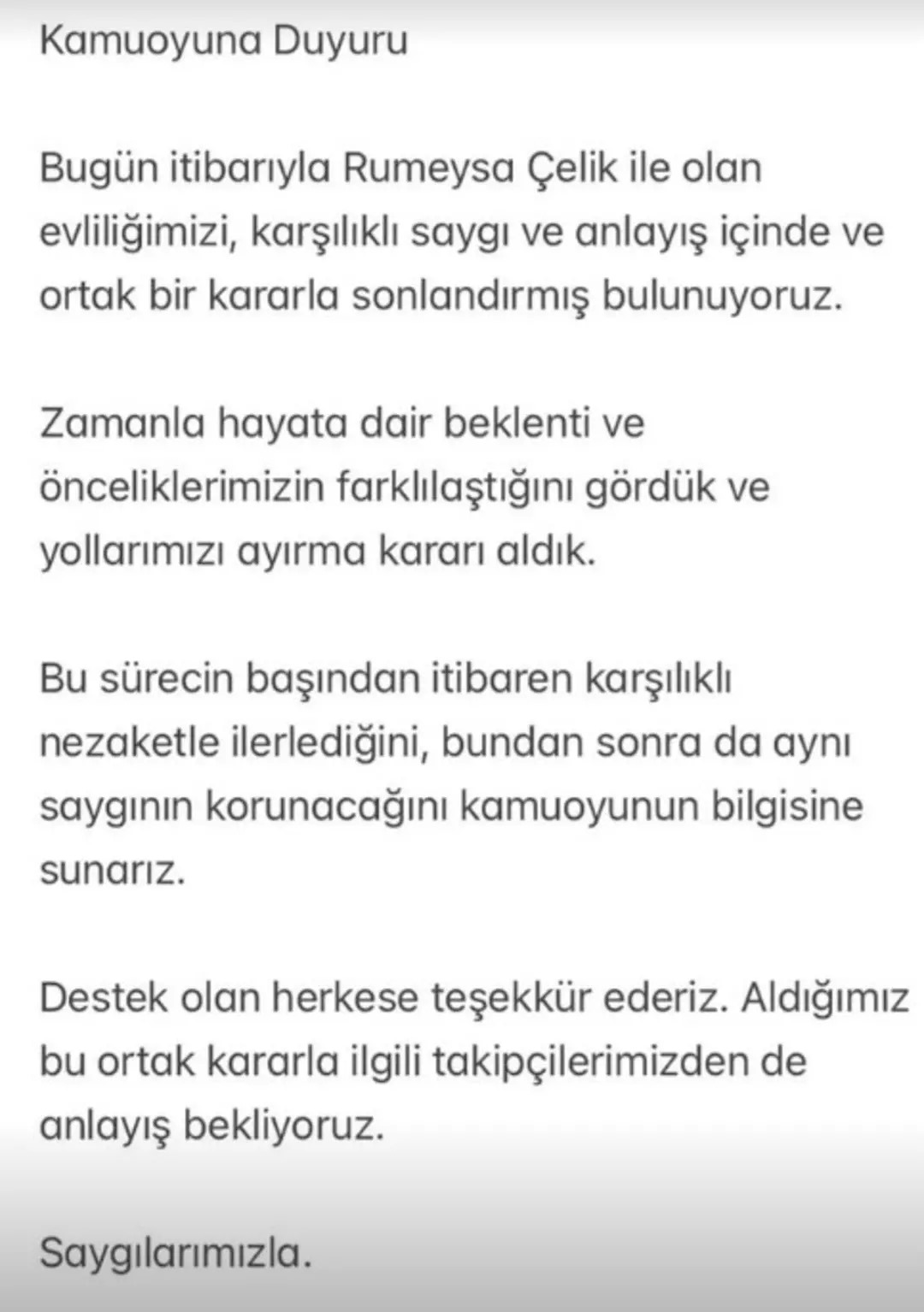 “Karşılıklı nezaketle yürüttüğümüz bir süreçti”