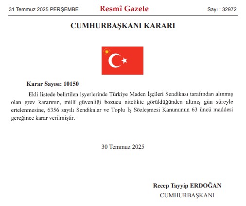 Erteleme kararı Resmi Gazete'de