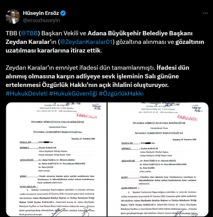 Zeydan Karalar’ın avukatı Hüseyin Ersöz