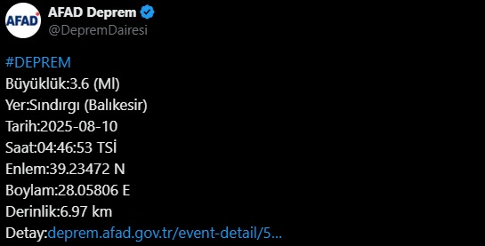Depremin detayları