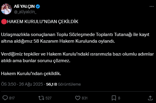 Memur-Sen ve Kamu-Sen masadan kalktı