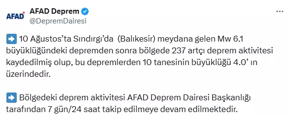 Balıkesir Artçı Depremler