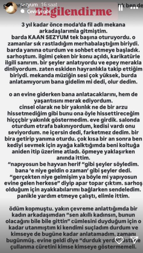 3 sene önce tacize uğradığını söylemişti