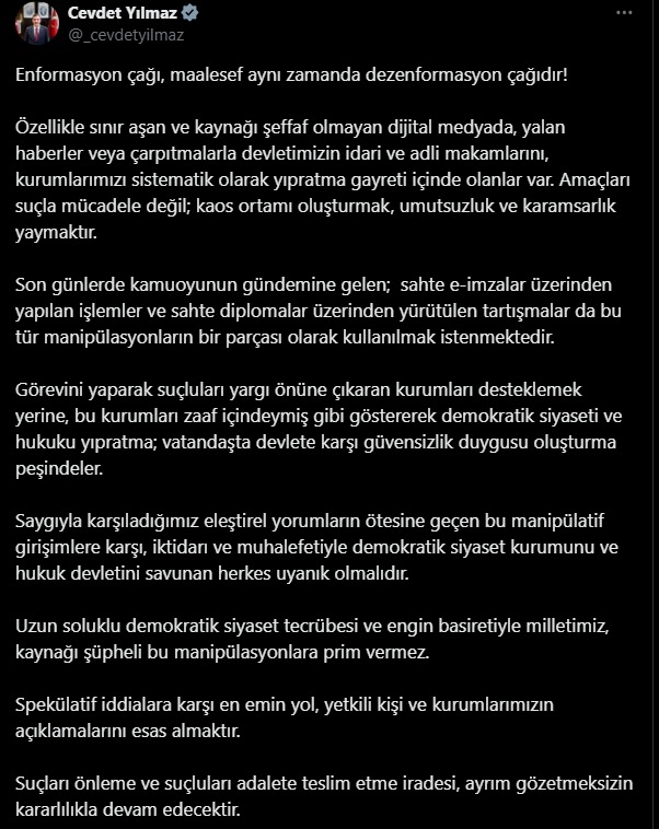 Sahte imza ve diploma tartışmaları, manipülasyon girişimlerinin parçası