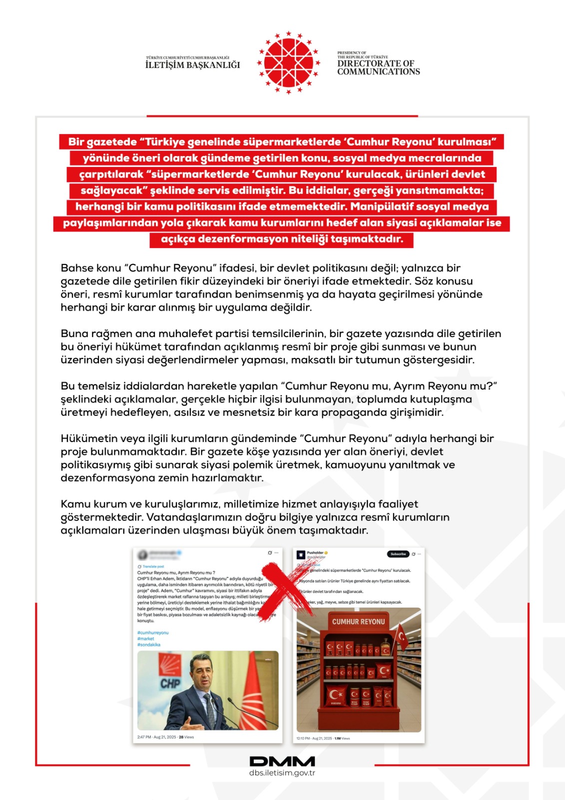 Dezenformasyonla Mücadele Merkezi'nden açıklama geldi