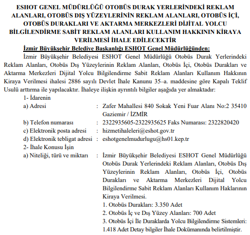 ESHOT 13 Ağustos'ta ihaleye çıkıyor