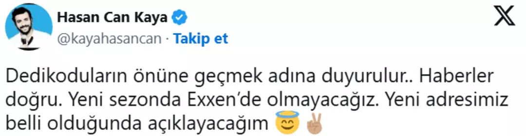 Hasan Can Kaya Exxen’e veda etti! "Yeni adresimiz.."