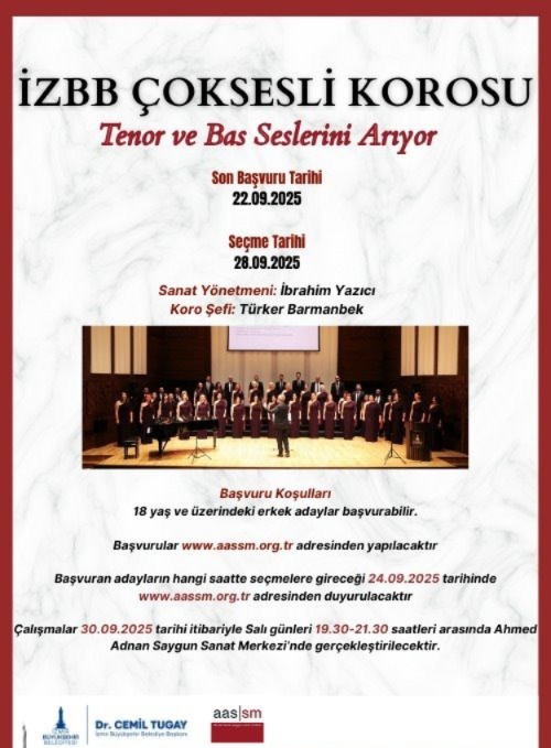 Yetişkin korosu için tenor ve bas çağrısı
