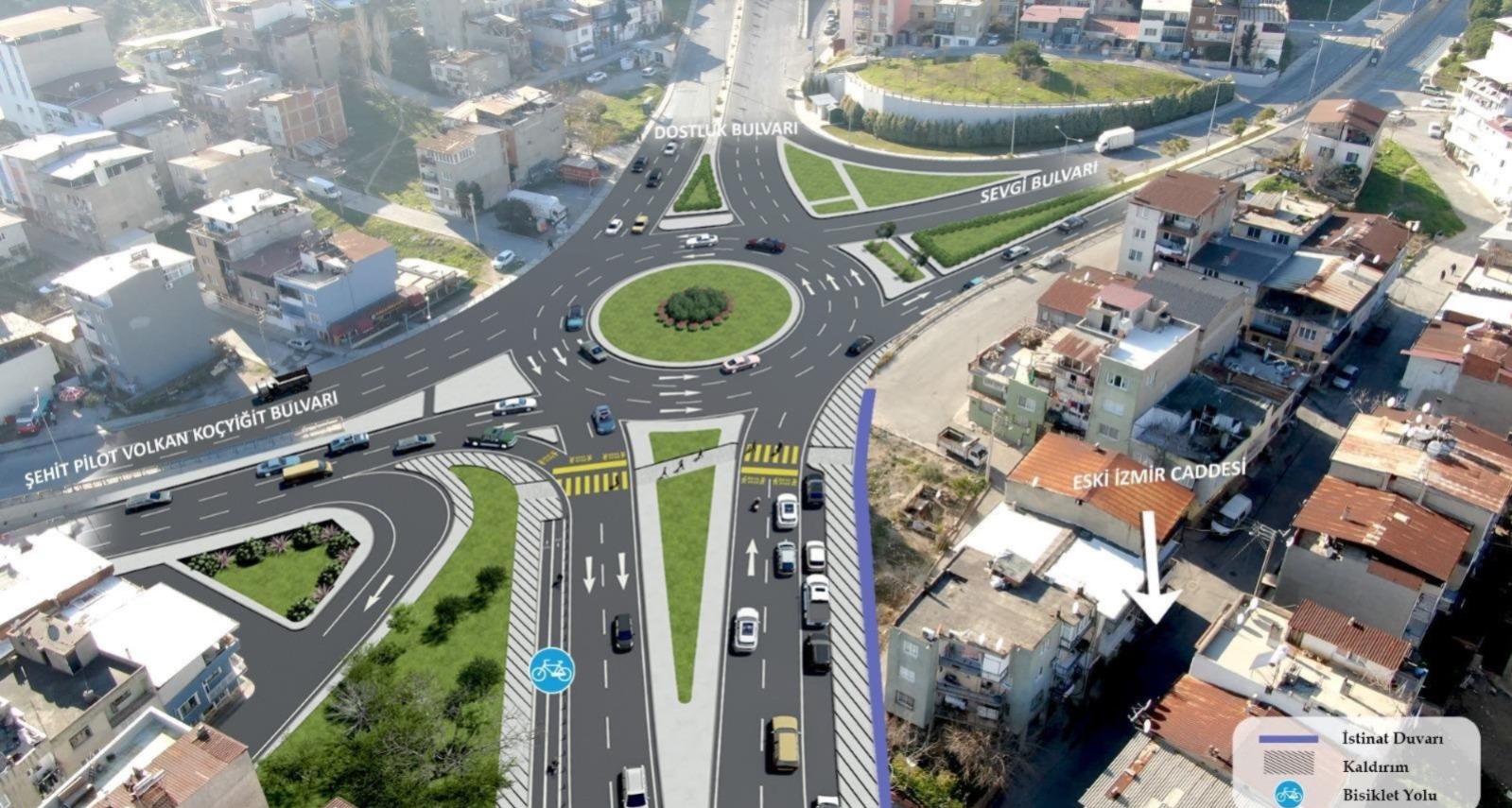 Dört şeritli konforlu yol ve bisiklet dostu tasarım