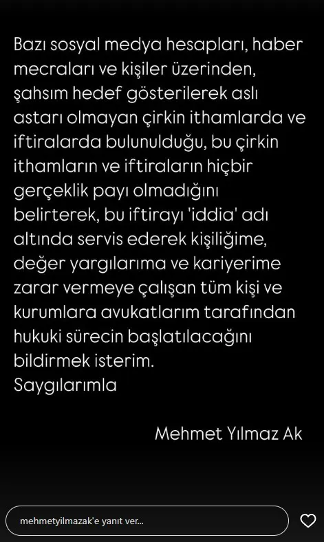 Mehmet Yılma Ak Cevap