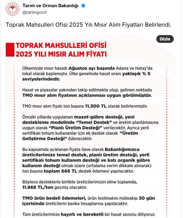 TMO piyasayı izlemeye ve üreticiye destek için hazır