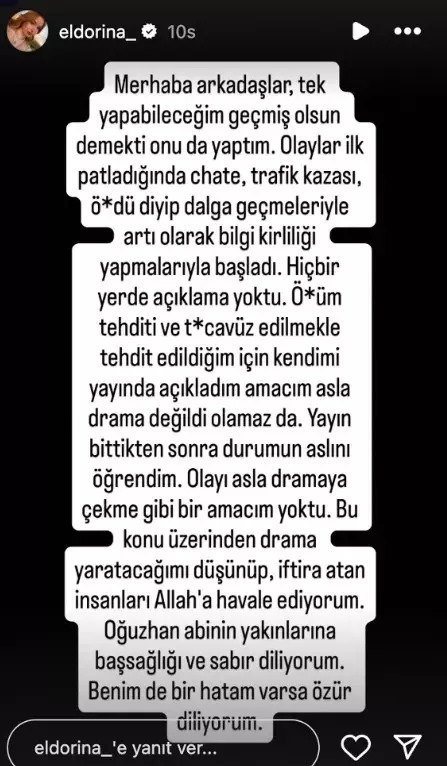 Jrokez’in ölümünün ardından yayına devam eden Eldorina’dan açıklama: “Ölüm tehdidi aldım”