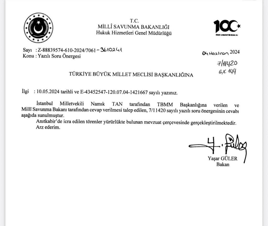 Bakan Yaşar Güler'in yanıtı