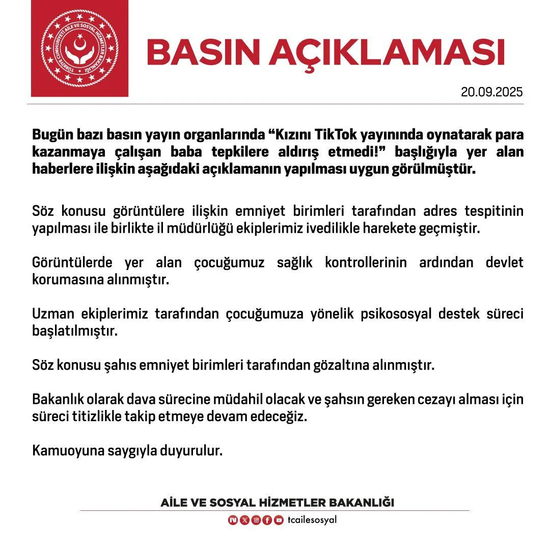Bakanlık Basın Açıklaması