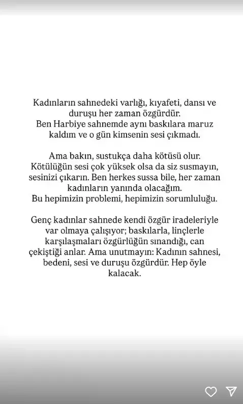 Hadise’den Manifest’e destek