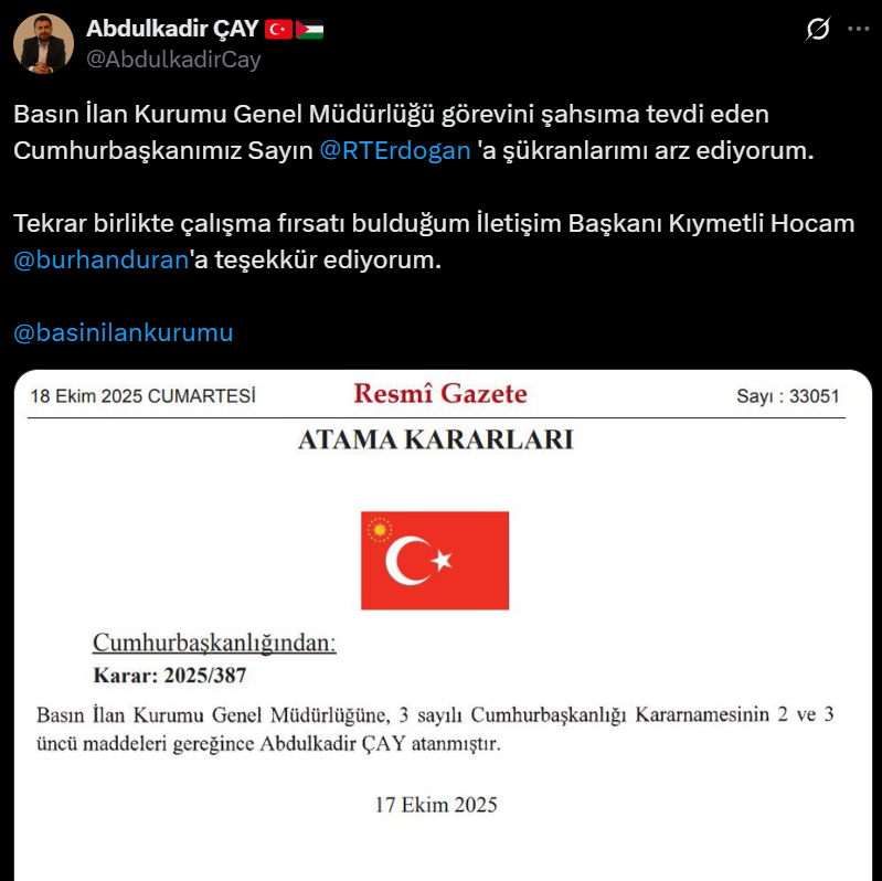 Abdulkadir Çay, Basın İlan Kurumu Genel Müdürü