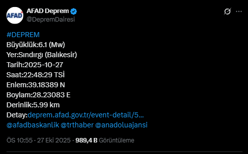 Balıkesir Son Dakika Deprem