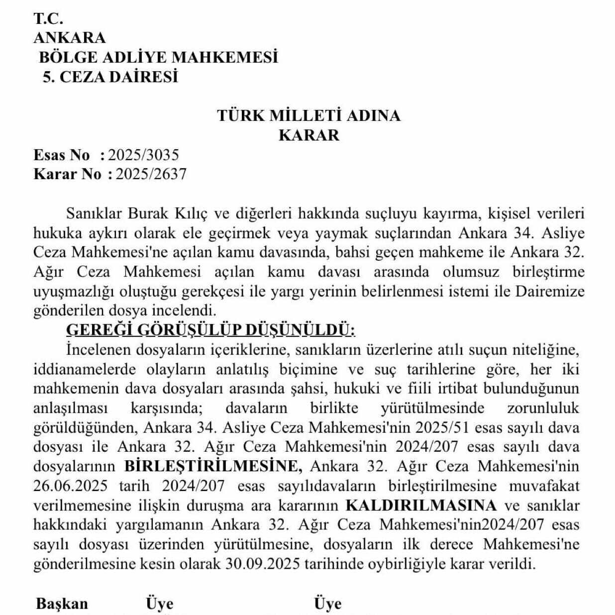 Ankara 32.Ağır Ceza'da devam edilecek