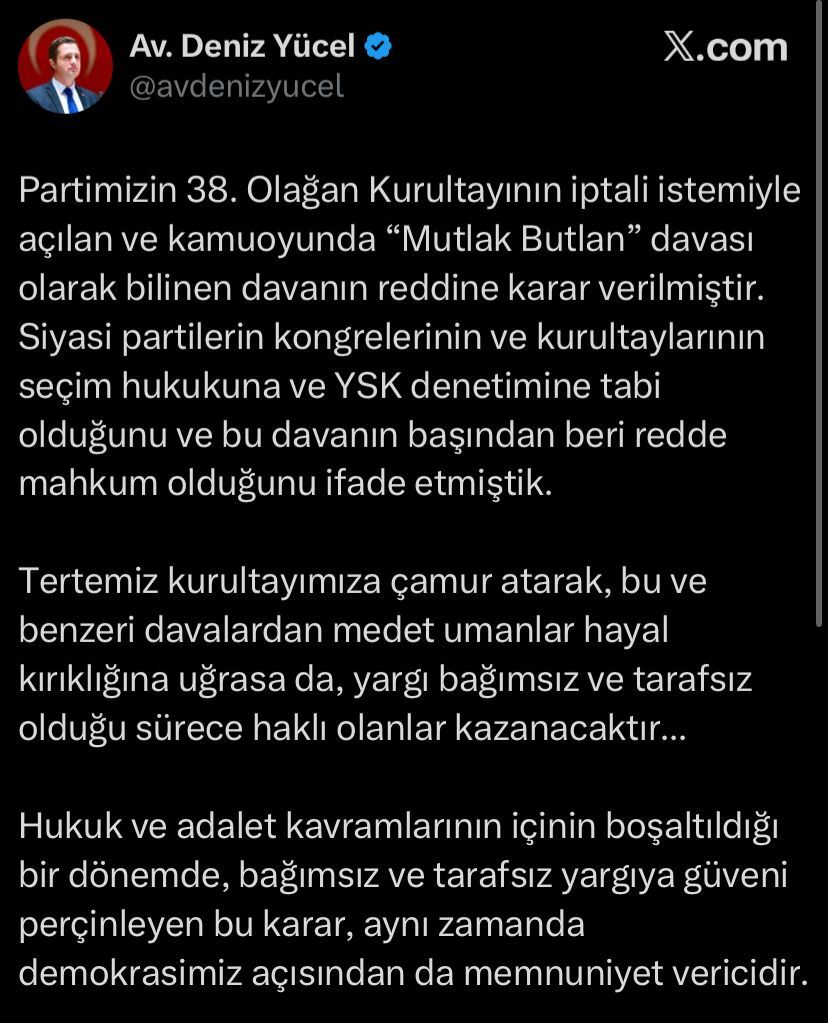 Deniz Yücel'den açıklama