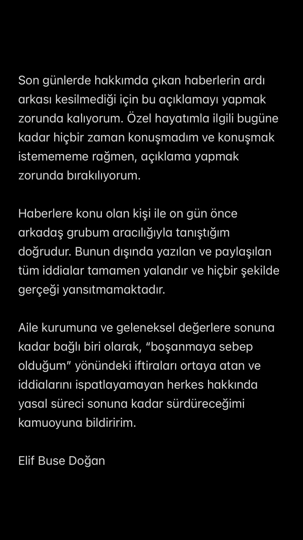 Elif Buse Doğan Açıklama