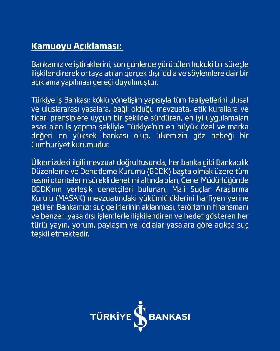 İş Bankası'ndan açıklama