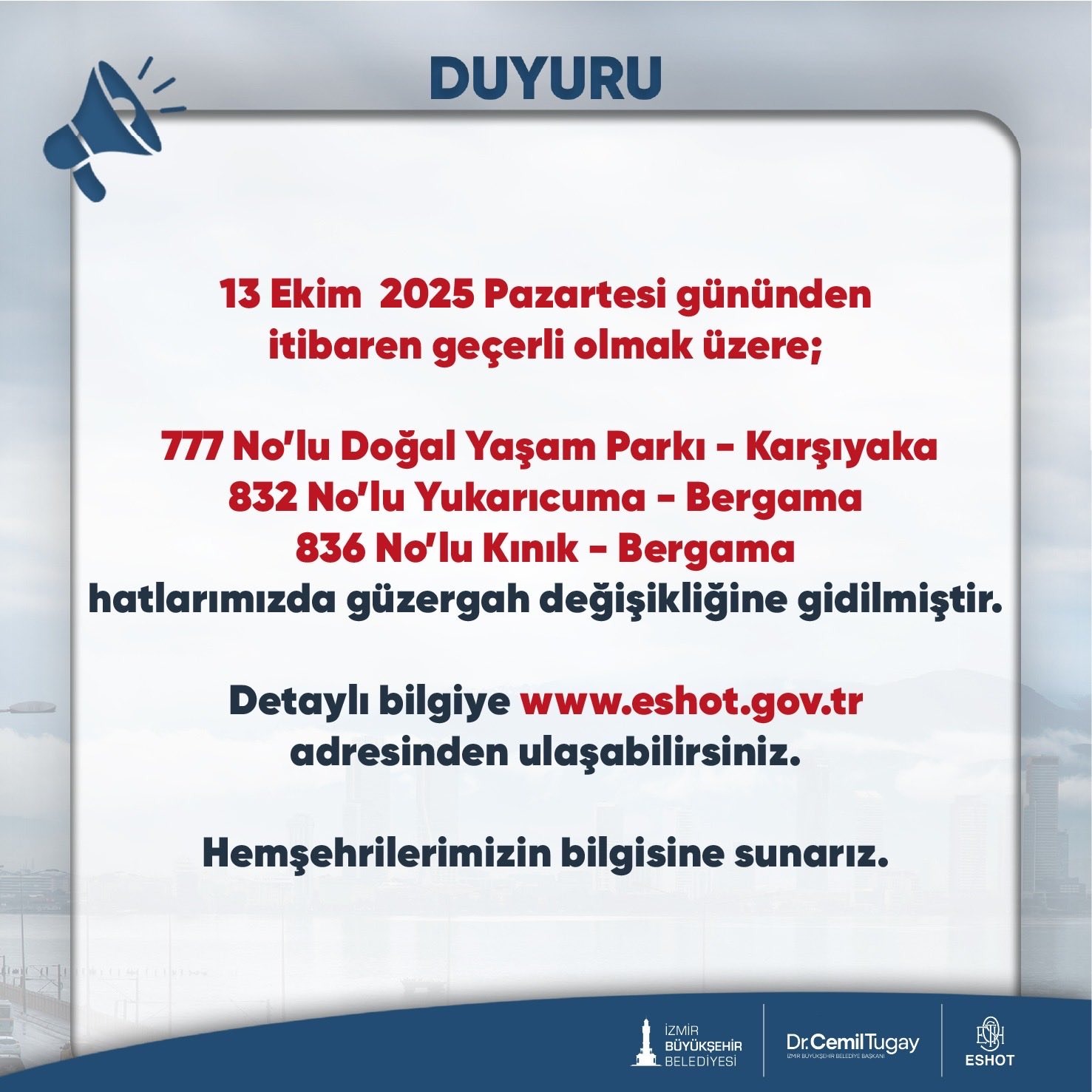 Karayolları çalışması nedeniyle Kuşadası-Seferihisar hattında revizyon