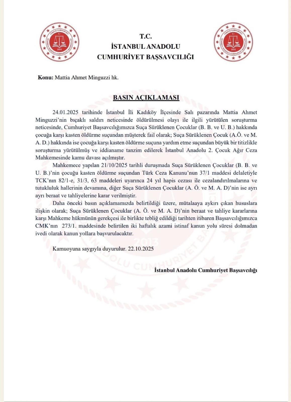 Mattia Ahmet Minguzzi Savcılık