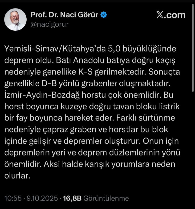 “Batı Anadolu K–S gerilmesi altında”